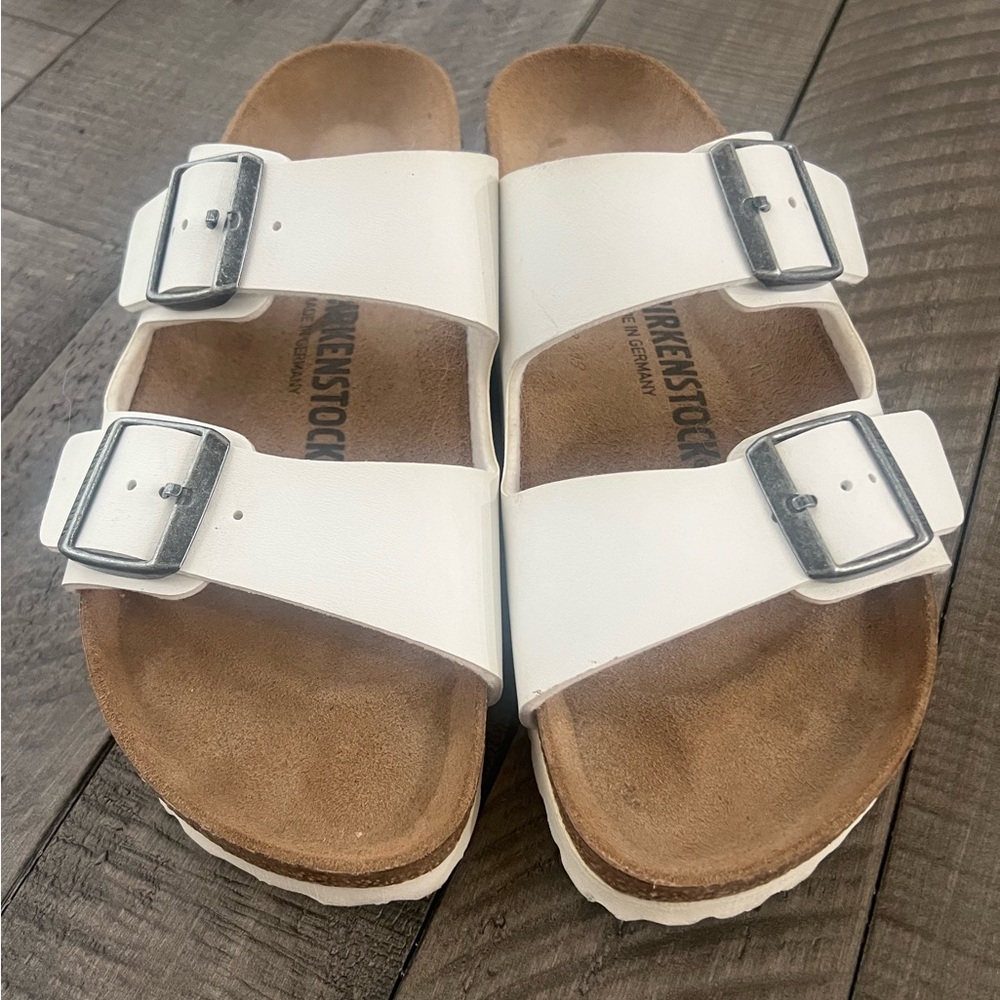 Birkenstock Womens Arizona Sandal White Leather Size US8 M EU39 8